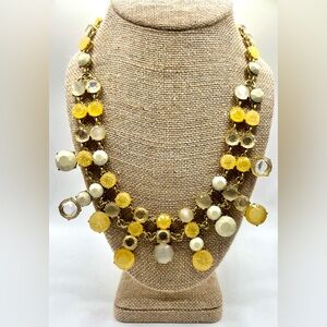 Banana Republic Yellow Gold Tone Faceted Stone Statement Necklace